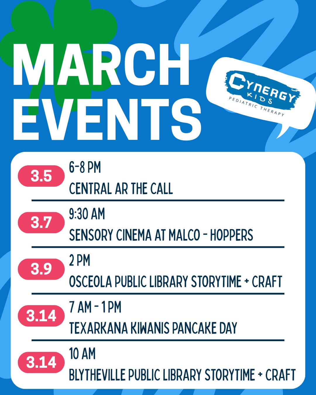 Poster for Cynergy March events